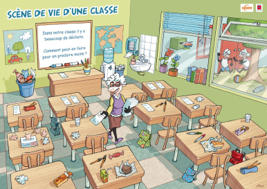 Déchets dans la salle de classe