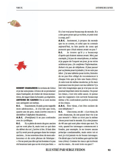 interview de Robert Charlebois par Antoine de Caunes illustrations Serge Fiedos